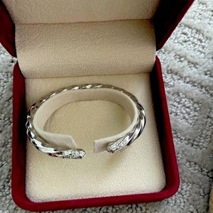 David Yurman-cable edge bracelet with diamond pave